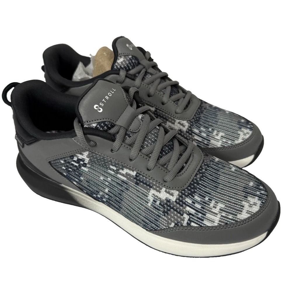 NWOB Stroll Men's Spikeless Performance Knit Golf Shoe Camo Gray White Size 9.5